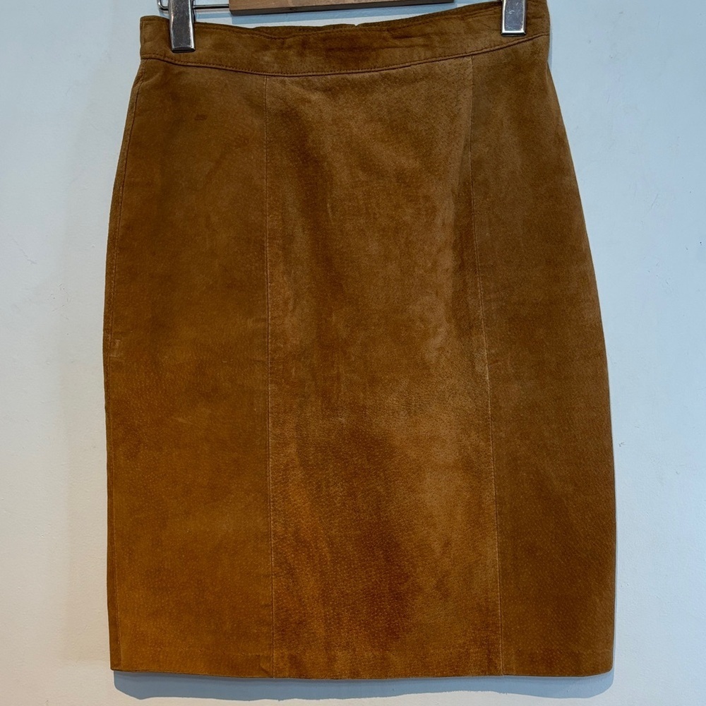 Vintage Ada genuine suede camel colour Pencil Skirt size 9-10